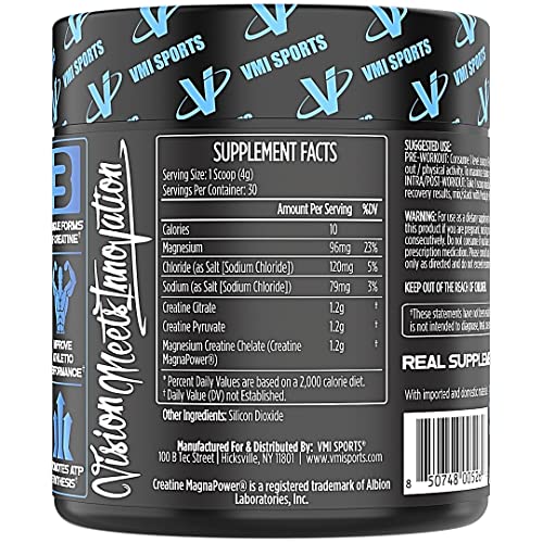 VMI Sports | S.M.A.R.T. Creatine | Creatine Powder Supplement | Boost Muscle Strength, Stamina, Recovery, and Energy | Ideal for Pre- or Post-Workout Drinks | Sugar Free (Unflavored, 30 Servings)