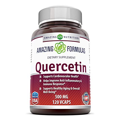 Amazing Formulas Quercetin - 500 Mg, 120 Veggie Capsules (Non-GMO,Gluten Free) Supports Cardiovascular Health-Helps Improve Anti-Inflammatory & Immune System - Supports Healthy Aging & Overall Health