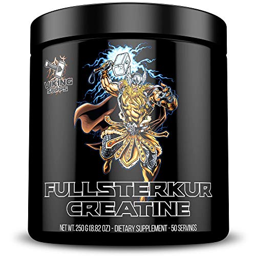 Viking Supps Fullsterkur Creatine, Pure Unflavored Creatine Monohydrate Powder, 5 Grams Per Serving, 50 Servings