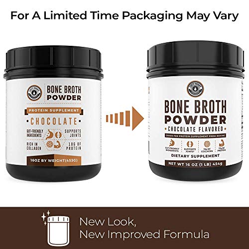 Bone Broth Protein Powder Chocolate 1 lb, Grass Fed, Non-GMO Ingredients, Gut-Friendly*, Dairy Free Protein Powder, Left Coast Performance…