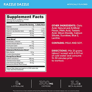 BSN N.O.-XPLODE Vaso Pre Workout Powder with Creatine, Beta-Alanine, and Energy, Flavor: Razzle Dazzle, 48 Servings