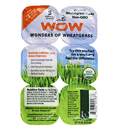 WOW Frozen Wheatgrass - ONLY $1.67 per Oz (84 Fl Oz)- Organic Certified- unpasteurized- Alkaline - No Powder- No Sugar or Stevia added, FREE shipping! Grown and Packaged in USA