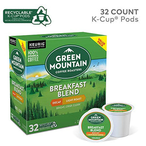 Green Mountain Coffee Roasters Decaf Breakfast Blend , Single-Serve Keurig K-Cup Pods, Light Roast Coffee, 32 Count