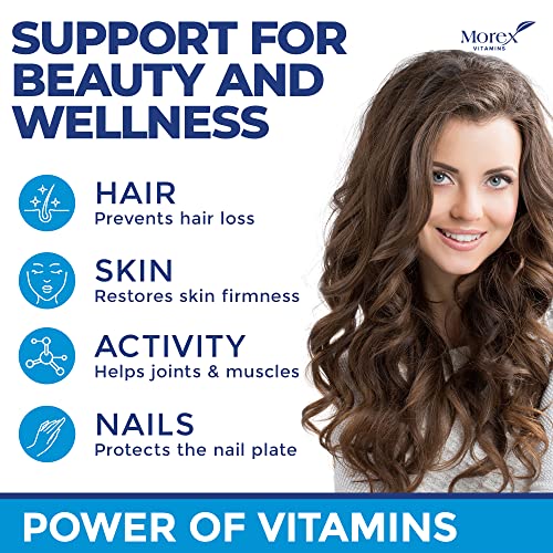 Hair Vitamins Natural Gummies - Biotin Multivitamin for Hair, Skin & Nails with Collagen & Keratin - Anti Aging Collagen Gummy Vitamins for Men & Women - Hair & Nail Growth Gummies - 60psc