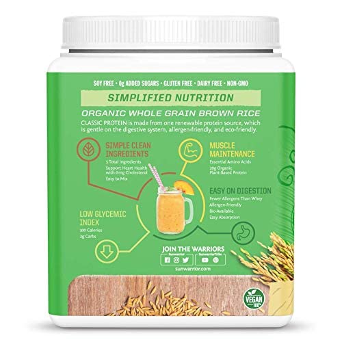 SUNWARRIOR Organic Classic Vanilla Protein, 375 GR