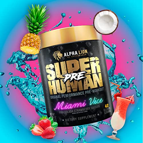 Alpha Lion Pre Workout, Increases Strength & Endurance, Powerful, Clean Energy Without Crash (42 Servings, Miami Vice)