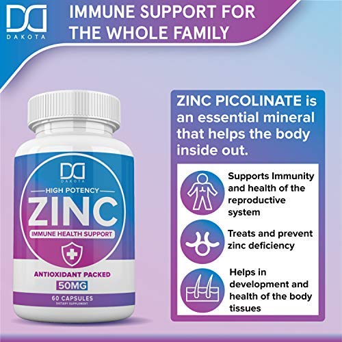 Zinc Supplements 50mg Picolinate for Kids Adults Chelated Zink Vitaminas Organic Vitamin Capsules Lozenge Chewable Tablets for Men Women for Immune Support