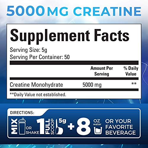 Viking Supps Fullsterkur Creatine, Pure Unflavored Creatine Monohydrate Powder, 5 Grams Per Serving, 50 Servings