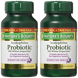 Acidophilus Probiotic by Nature's Bounty, Dietary Supplement, For Digestive Health, Twin Pack, 200 Tablets