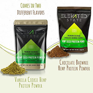 Elevated State Hemp Protein Powder - 32 Fl. Oz. Plant Based Fiber Protein Powder with Amino Acids and Antioxidants - Vanilla Cookie Flavor - Paleo, Keto, and Vegan-Friendly - Locally Sourced in USA