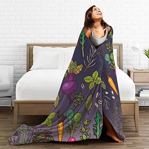 ARTIEMASTER Green Vegetables Blanket Soft and Lightweight Flannel Throw Suitable for Use in Bed, Living Room and Travel 50"x40" for Kid