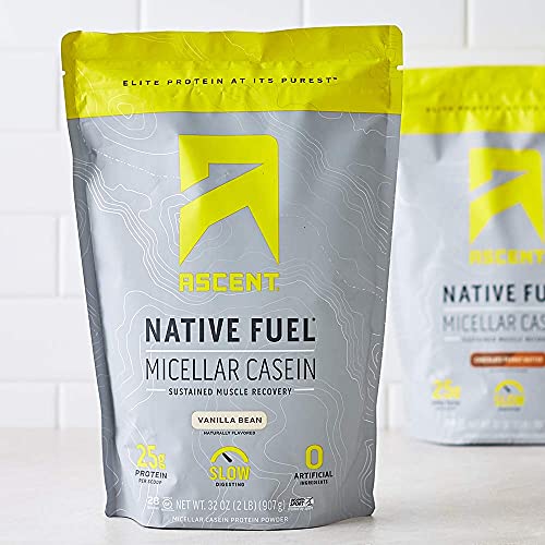 Ascent Native Fuel Micellar Casein Protein Powder - 2 Lbs - Vanilla Bean,32 Ounce (Pack of 1)