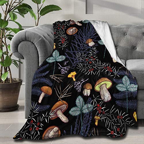 ARTIEMASTER Dark Wild Forest Mushrooms Customized Blanket Soft and Lightweight Flannel Throw Suitable for Use in Bed, Living Room and Travel 80"x60" for Audlt