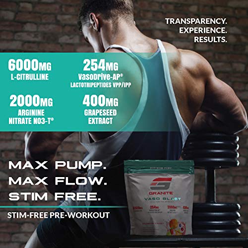 Granite® Vaso Blast Advanced 'Stim-Free' Pre-Workout (Cherry Lime) | Supports Vasodialation, NO Conversion, & ACE Inhibition for Max Pump with Grapeseed Extract, Arginine Nitrite, & VasoDrive-AP®