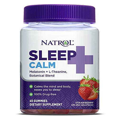 Natrol Sleep+ Calm, Melatonin and L-Theanine, with Botancial Blend, 100% Drug-Free Sleep Aid Gummies, Gummy, 60 Count