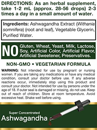 Ashwagandha Root Liquid Extract | 2 fl oz | Alcohol Free Tincture | Vegetarian, Non-GMO, Gluten Free Supplement | by Horbaach