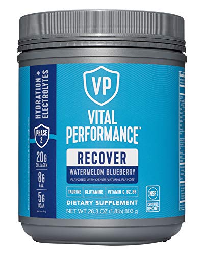 Vital Performance Recovery Powder, NSF for Sport Certified, 20g Vital Proteins Collagen, 8g BCAA, 5g EAA, Post Workout Supplements, Watermelon Berry