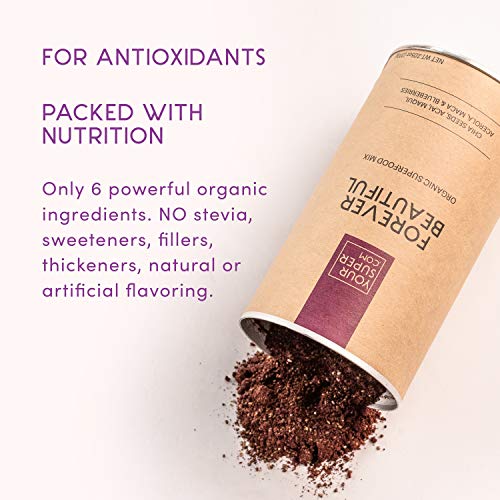 Your Super Forever Beautiful Superfood Powder - Glowing Skin, Healthy Hair, Hormone Balance, Antioxidants, Adaptogens- Plant Based, Organic Acai Berry, Maqui, Acerola Cherry, Maca Powder- 40 Servings