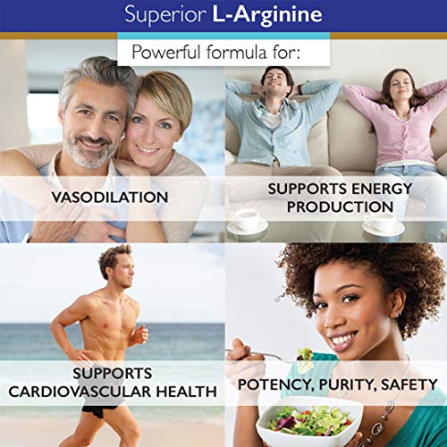 Superior Labs – Pure L-Arginine – Free Form – Optimal 3,000mg Dosage – 150 Vegetable Capsules – Supports Vasodilation, Energy Production and Cardiovascular Health