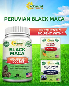 Black Maca Root - 180 Capsules - Max Strength 1000mg Per Serving - Gelatinized Maca Root Extract Supplement from Peru - Natural Pills to Support Health & Pure Energy - Non-GMO