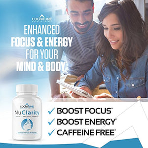 NuClarity - Premium Nootropic Brain Supplement - Focus, Energy, Memory Booster - Mental Clarity & Cognitive Support - Ginkgo Biloba, Bacopa Monnieri, Alpha-GPC, Phosphatidylserine, Rhodiola Rosea
