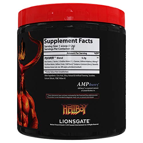 Insane Labz Hellboy Edition, High Stimulant Pre Workout Powder and NO Booster with Beta Alanine, L Citrulline, and Caffeine, Boosts Focus, Energy, Endurance, Nitric Oxide Levels, 35 Srvgs (Lemonade)