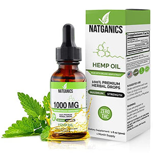 Organic Hemp Oil 1000mg - Ultra Premium Hemp Oil Drops 1000mg - Natural Hemp Oil Extract Tincture - Non-GMO Ultra-Pure CO2 Extracted Drops - Omega Fatty Acids 3 6 9 - Organically Grown & Made in USA