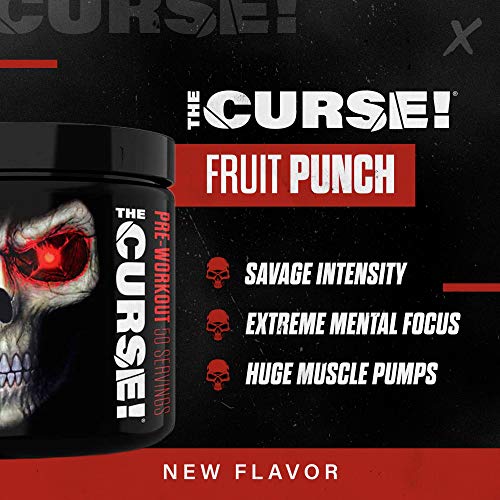 JNX Sports The Curse! Pre Workout Supplement - Intense Energy & Focus, Instant Strength Gains, Enhanced Blood Flow - Nitric Oxide Booster with Creatine & Caffeine - Men & Women | Fruit Punch | 50 SRV