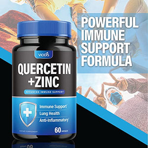 (2 Pack) Quercetin 500mg with Zinc - Immune System Booster, Lung Support Supplement for Adults Kids - Immunity Defense (120 Capsules)