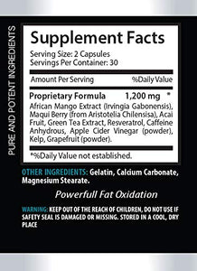 Fat Burner Energy Booster for Women - African Mango Extract 1200 MG - African Mango Seed Extract - 2 Bottles (120 Capsules)
