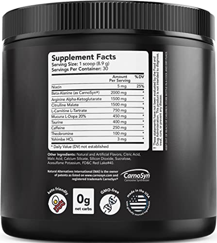 Gx7 Sugar Free Pre Workout for men & women, Cherry flavor, 30 servings - Keto Friendly, Safe Energy Supplement