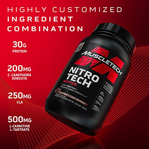 Protein Powder for Weight Loss | MuscleTech Nitro-Tech Ripped | Whey Protein Powder + Weight Loss Formula | Lose Weight | Weight Loss Protein Powder for Women & Men | Vanilla, 2 lb(package may vary)