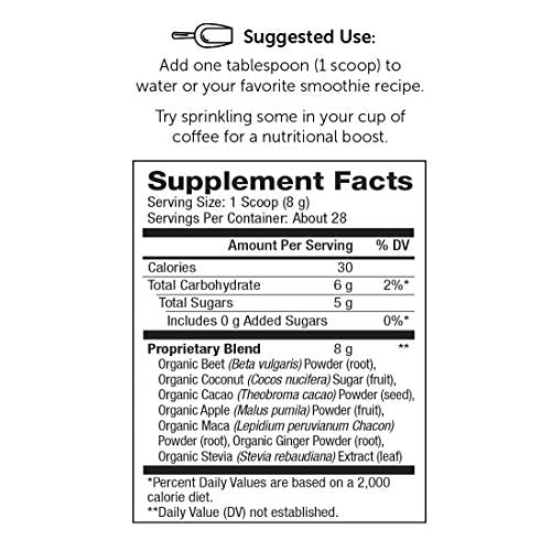 Super Organics Superfood Energy Blend | Beet, Cacao, Apple, Maca, Ginger & More | Organic Superfood Powder | Raw Superfoods | Whole Food Supplement – Vegan, Gluten-Free & Non-GMO, 8 oz