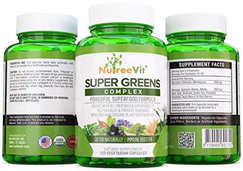 SuperGreens - Spirulina, Chlorella, Wheatgrass + More - Energy & Immune Booster