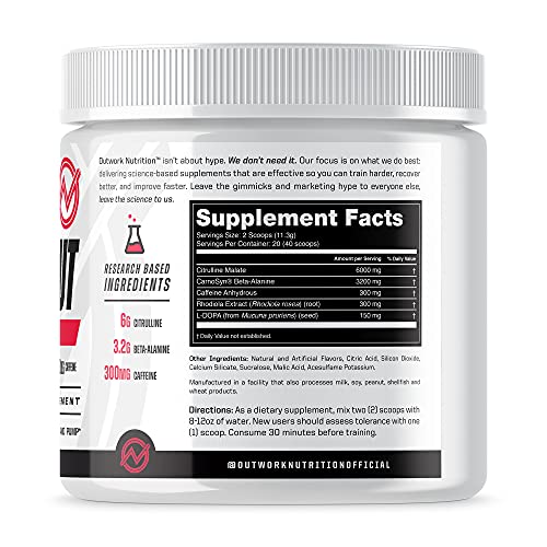 Outwork Nutrition Pre-Workout Supplement with Nootropics - Energy & Mental Focus for Better Workouts - Backed by Science (Rocket Pop, 226 Grams)