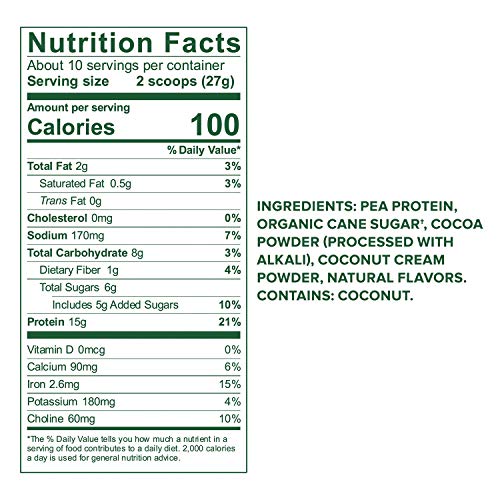 Vega Protein Made Simple, Dark Chocolate, Stevia Free Vegan Plant Based Protein Powder, Healthy, Gluten Free, Pea Protein for Women and Men, 9.6 Ounces (10 Servings)