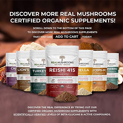 Real Mushroom Reishi Mushroom Powder for Longevity (45 Servings) Vegan, Organic, Non-GMO Reishi Extract, Reishi Mushroom Supplement for Relaxation, Better Sleep, Overall Wellness, Safe for Pets