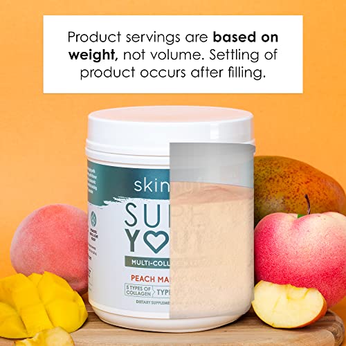 SkinnyFit Super Youth Multi-Collagen Peptides Plus Apple Cider Vinegar, Hyaluronic Acid, & Vitamin C Peach Mango Flavor, Hair, Skin, Nail & Joint Support, Immunity, Healthy Metabolism, 28 Servings
