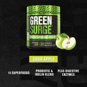 Green Surge Green Superfood Powder Supplement - Keto Friendly Greens Drink w/Spirulina, Wheat & Barley Grass, Organic Greens - Green Tea Extract, Probiotics & Digestive Enzymes - Sour Apple - 30sv