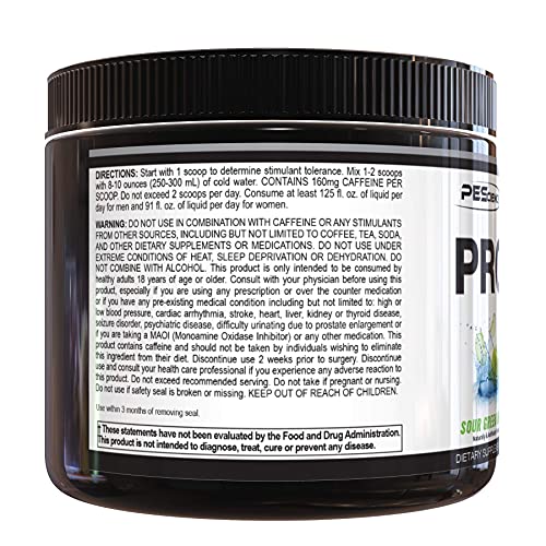 PEScience Prolific Pre Workout Powder, Sour Green Apple, 40 Scoop, Energy Supplement with Nitric Oxide