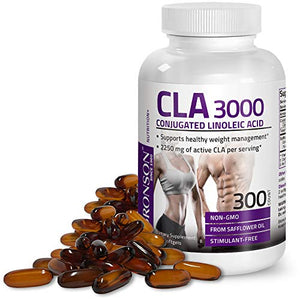 Bronson CLA 3000 Extra High Potency Supports Healthy Weight Management Lean Muscle Mass Non-Stimulating Conjugated Linoleic Acid 300 Softgels