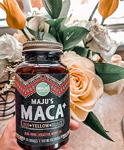 Strong Organic Maca Capsules, Black, Yellow & Red Root w/ Black Pepper Extract for Absorption, Roots Grown in Peru, Peruvian Powder, Men & Women Supplement, 60,000 mg