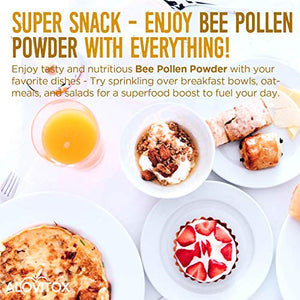 Alovitox Bee Pollen Powder | 100% Pure, Fresh Natural Raw Bee Pollen | Superfood Packed with Antioxidant, Protein, Vitamins B6, B12, C, A& More | Bee Friendly, Gluten Free 16 Oz
