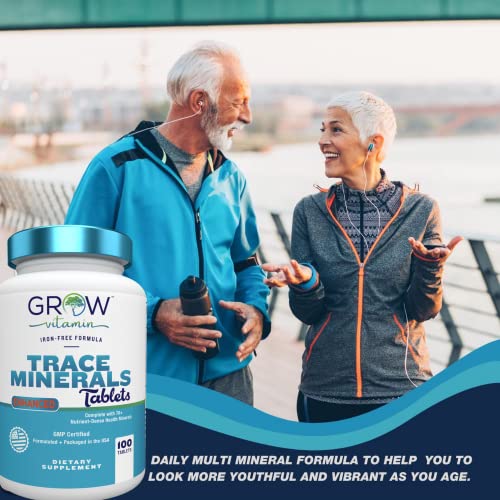 Trace Minerals Enhanced Complex - Complete with 70+ Nutrient-Dense Health Mineral - 100% Natural Ingredients - Iron Free | All in One |1000mg Calcium 500mg Magnesium - 100 Tablets