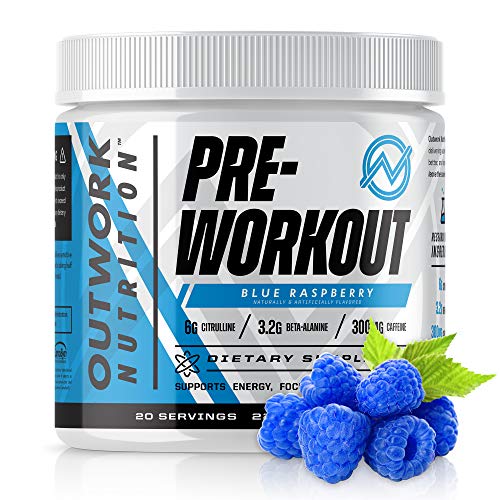 Outwork Nutrition Pre-Workout Supplement with Nootropics - Energy & Mental Focus for Better Workouts - Backed by Science (Blue Raspberry, 226 Grams)