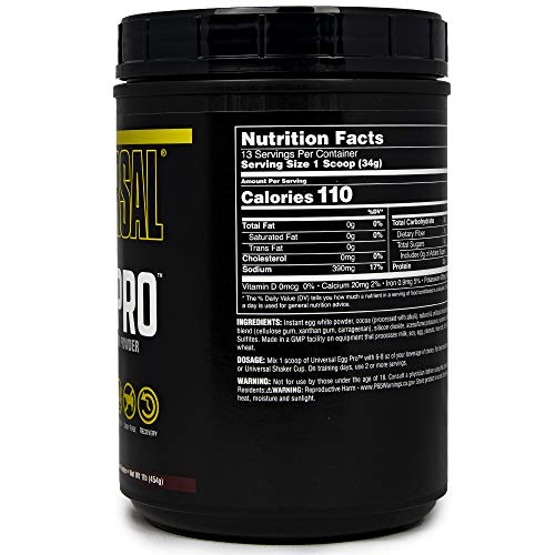 Universal Nutrition Egg Pro Pure Instantized Egg White Powder, Chocolate, 1 Lb