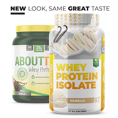 About Time Whey Isolate Protein, Non-GMO, All Natural, Lactose/Gluten Free, 24g of Protein Per Serving (Vanilla - 2 Pounds)