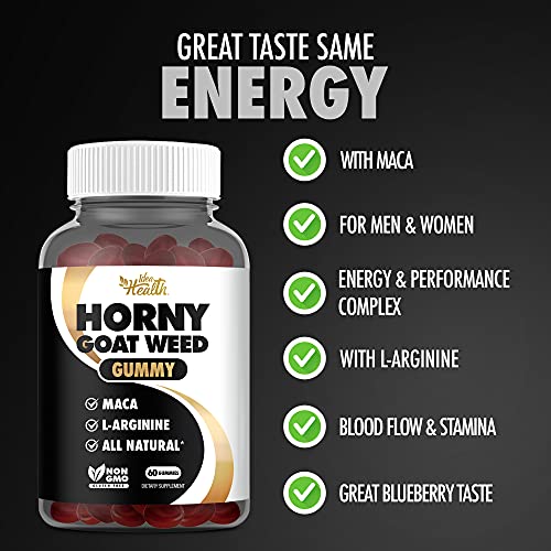 Horny Goat Weed Gummy - Great Taste Same Energy w/ Maca & L-Arginine Now in Gummies - Stamina & Energy Complex for Men and Women - Pectin Based | 60 Vegan Gummies