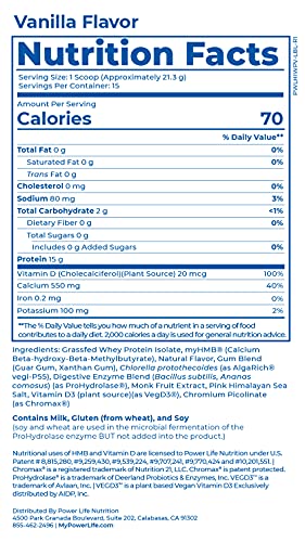 Tony Horton PowerLife High Impact Whey Protein with 3000 MG of HMB, No Sugar Added, Non-GMO, Hormone and Antibiotic Free 15 Servings (Vanilla)