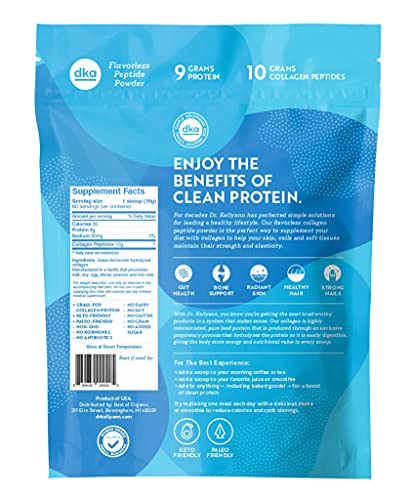 Hydrolyzed Collagen Peptides Protein Powder Unflavored - Grass Fed Paleo & Keto Collagen Supplement - Non-GMO, Gluten Free, Dairy Free, Soy Free - Protein 9g, 10g Collagen (60 Servings 1.3lbs)